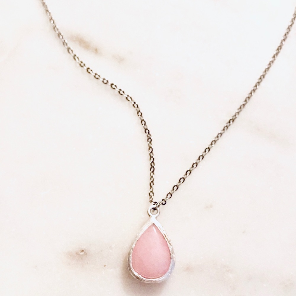 Pink Stone Necklace-Sterling Silver